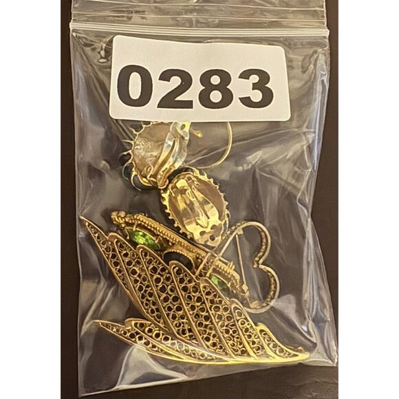 Vintage Jewelry Lot 1928 Avante Rhinestone Heart Brooch Pin Enamel Earrings - Picture 11 of 11